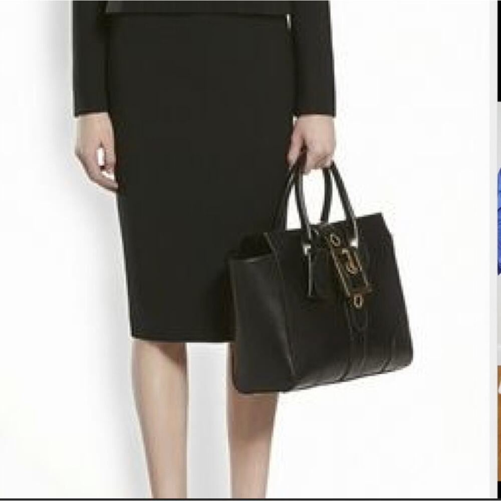 Gucci Black Wool Pencil Knee Length Skirt Uniform y.